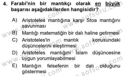 Mantığın Gelişimi Dersi 2018 - 2019 Yılı Yaz Okulu Sınav Soruları 4. Soru