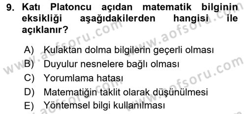 Mantığın Gelişimi Dersi 2018 - 2019 Yılı Yaz Okulu Sınav Soruları 9. Soru