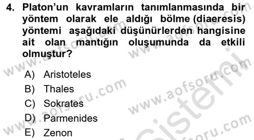 Mantığın Gelişimi Dersi 2020 - 2021 Yılı Yaz Okulu Sınav Soruları 4. Soru