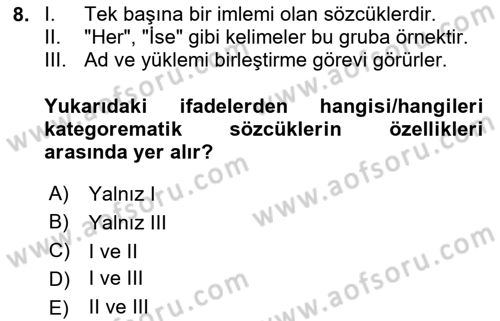 Mantığın Gelişimi Dersi 2020 - 2021 Yılı Yaz Okulu Sınav Soruları 8. Soru