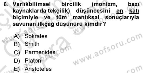 Mantığın Gelişimi Dersi 2021 - 2022 Yılı (Vize) Ara Sınav Soruları 6. Soru