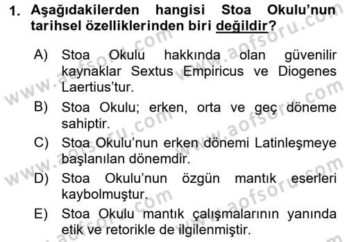 Mantığın Gelişimi Dersi 2021 - 2022 Yılı (Final) Dönem Sonu Sınav Soruları 1. Soru