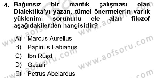 Mantığın Gelişimi Dersi 2021 - 2022 Yılı (Final) Dönem Sonu Sınav Soruları 4. Soru
