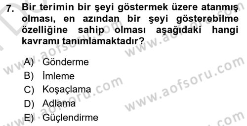 Mantığın Gelişimi Dersi 2021 - 2022 Yılı (Final) Dönem Sonu Sınav Soruları 7. Soru