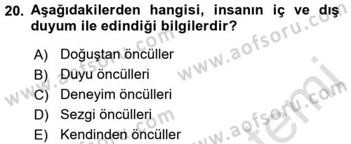 Mantığın Gelişimi Dersi 2021 - 2022 Yılı Yaz Okulu Sınav Soruları 20. Soru
