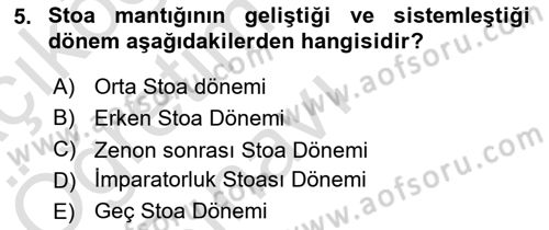 Mantığın Gelişimi Dersi 2021 - 2022 Yılı Yaz Okulu Sınav Soruları 5. Soru