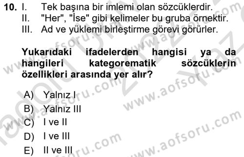 Mantığın Gelişimi Dersi 2022 - 2023 Yılı Yaz Okulu Sınav Soruları 10. Soru