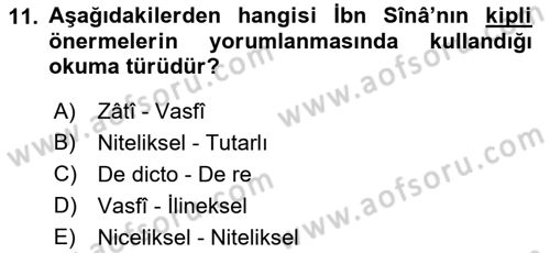 Mantığın Gelişimi Dersi 2022 - 2023 Yılı Yaz Okulu Sınav Soruları 11. Soru