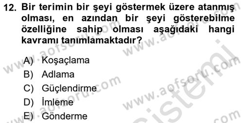 Mantığın Gelişimi Dersi 2022 - 2023 Yılı Yaz Okulu Sınav Soruları 12. Soru