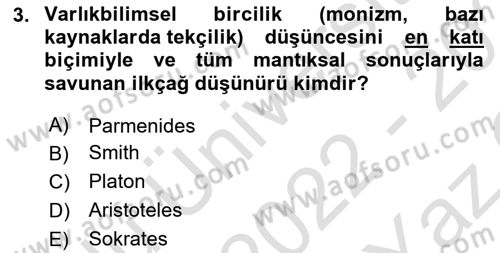 Mantığın Gelişimi Dersi 2022 - 2023 Yılı Yaz Okulu Sınav Soruları 3. Soru