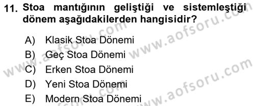 Mantığın Gelişimi Dersi 2023 - 2024 Yılı (Vize) Ara Sınav Soruları 11. Soru