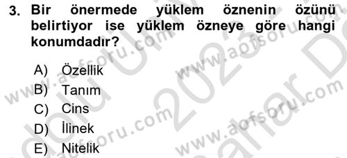 Mantığın Gelişimi Dersi 2023 - 2024 Yılı (Vize) Ara Sınav Soruları 3. Soru
