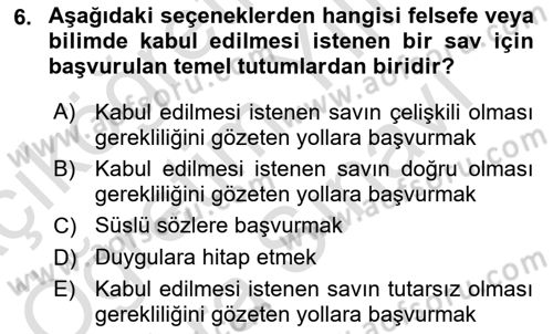 Mantığın Gelişimi Dersi 2023 - 2024 Yılı (Vize) Ara Sınav Soruları 6. Soru