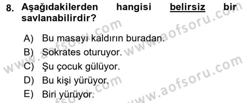Mantığın Gelişimi Dersi 2023 - 2024 Yılı (Vize) Ara Sınav Soruları 8. Soru