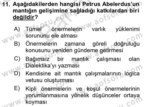 Mantığın Gelişimi Dersi 2023 - 2024 Yılı (Final) Dönem Sonu Sınav Soruları 11. Soru