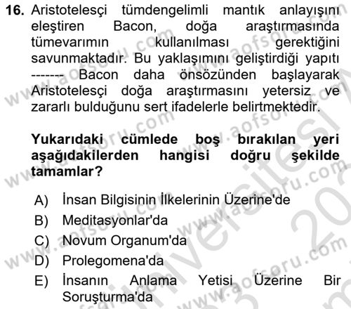 Mantığın Gelişimi Dersi 2023 - 2024 Yılı (Final) Dönem Sonu Sınav Soruları 16. Soru