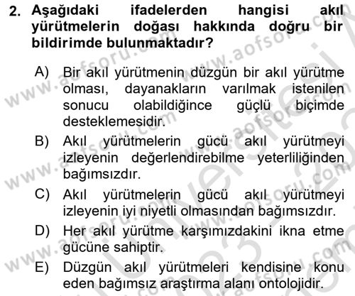 Mantığın Gelişimi Dersi 2023 - 2024 Yılı (Final) Dönem Sonu Sınav Soruları 2. Soru