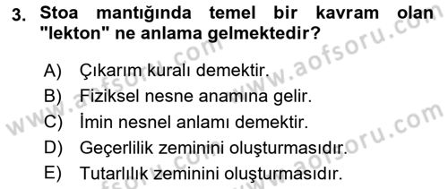 Mantığın Gelişimi Dersi 2023 - 2024 Yılı (Final) Dönem Sonu Sınav Soruları 3. Soru