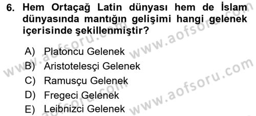 Mantığın Gelişimi Dersi 2023 - 2024 Yılı (Final) Dönem Sonu Sınav Soruları 6. Soru