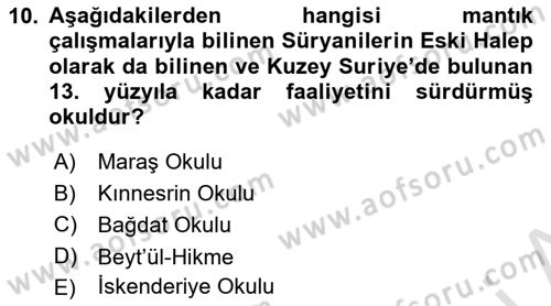 Mantığın Gelişimi Dersi 2023 - 2024 Yılı Yaz Okulu Sınav Soruları 10. Soru