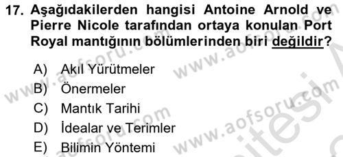 Mantığın Gelişimi Dersi 2023 - 2024 Yılı Yaz Okulu Sınav Soruları 17. Soru