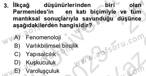 Mantığın Gelişimi Dersi 2023 - 2024 Yılı Yaz Okulu Sınav Soruları 3. Soru