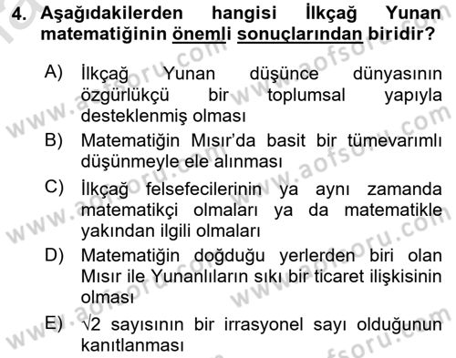Mantığın Gelişimi Dersi 2023 - 2024 Yılı Yaz Okulu Sınav Soruları 4. Soru
