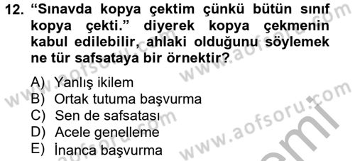 Klasik Mantık Dersi 2012 - 2013 Yılı (Final) Dönem Sonu Sınav Soruları 12. Soru