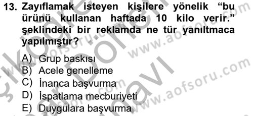 Klasik Mantık Dersi 2012 - 2013 Yılı (Final) Dönem Sonu Sınav Soruları 13. Soru