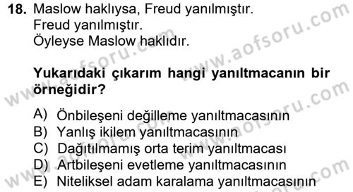 Klasik Mantık Dersi 2012 - 2013 Yılı (Final) Dönem Sonu Sınav Soruları 18. Soru