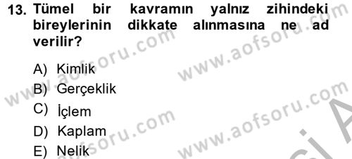 Klasik Mantık Dersi 2013 - 2014 Yılı (Vize) Ara Sınav Soruları 13. Soru