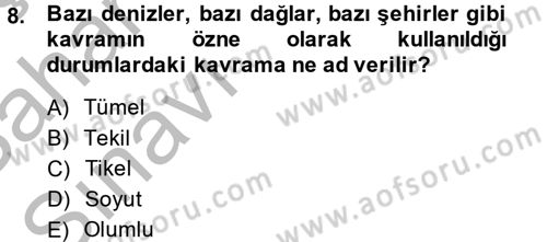 Klasik Mantık Dersi 2013 - 2014 Yılı (Vize) Ara Sınav Soruları 8. Soru
