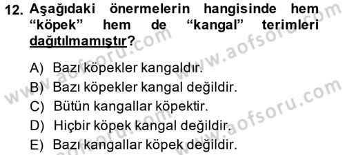 Klasik Mantık Dersi 2013 - 2014 Yılı Tek Ders Sınav Soruları 12. Soru