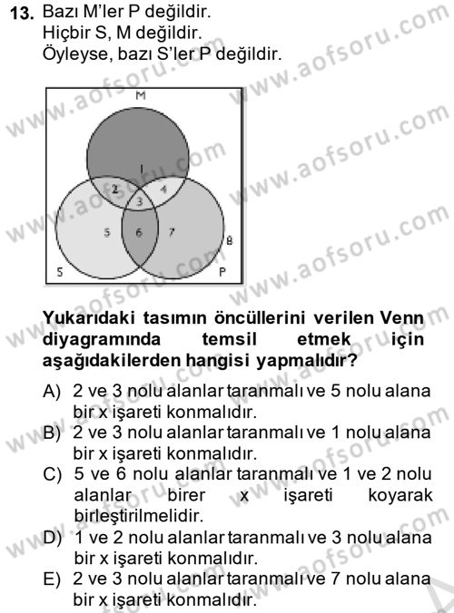 Klasik Mantık Dersi 2013 - 2014 Yılı Tek Ders Sınav Soruları 13. Soru