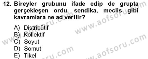 Klasik Mantık Dersi 2014 - 2015 Yılı (Vize) Ara Sınav Soruları 12. Soru