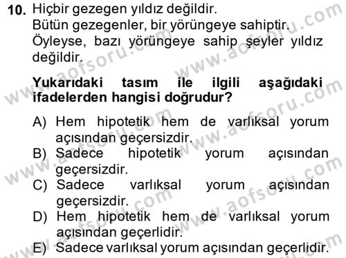 Klasik Mantık Dersi 2014 - 2015 Yılı (Final) Dönem Sonu Sınav Soruları 10. Soru