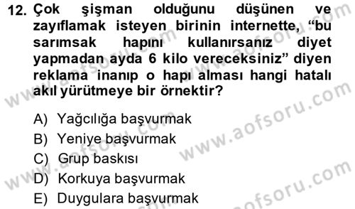 Klasik Mantık Dersi 2014 - 2015 Yılı (Final) Dönem Sonu Sınav Soruları 12. Soru