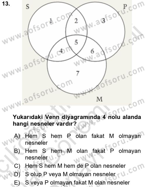 Klasik Mantık Dersi 2015 - 2016 Yılı (Final) Dönem Sonu Sınav Soruları 13. Soru