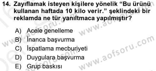 Klasik Mantık Dersi 2015 - 2016 Yılı Tek Ders Sınav Soruları 14. Soru