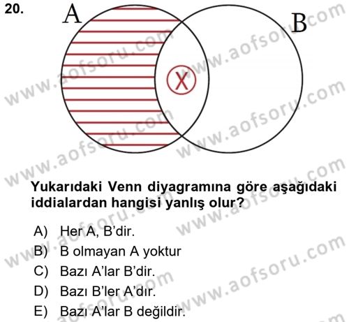 Klasik Mantık Dersi 2015 - 2016 Yılı Tek Ders Sınav Soruları 20. Soru
