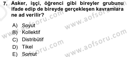 Klasik Mantık Dersi 2015 - 2016 Yılı Tek Ders Sınav Soruları 7. Soru