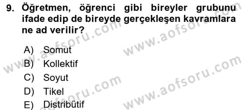 Klasik Mantık Dersi 2016 - 2017 Yılı (Vize) Ara Sınav Soruları 9. Soru