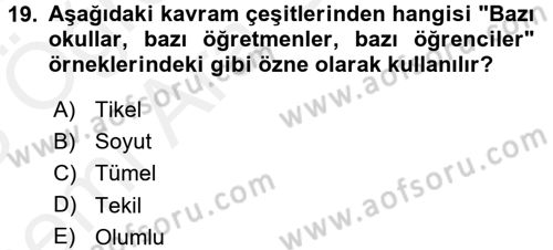 Klasik Mantık Dersi 2017 - 2018 Yılı (Vize) Ara Sınav Soruları 19. Soru