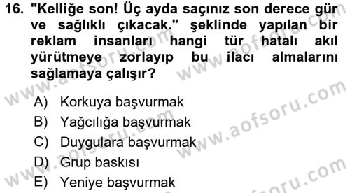 Klasik Mantık Dersi 2017 - 2018 Yılı (Final) Dönem Sonu Sınav Soruları 16. Soru