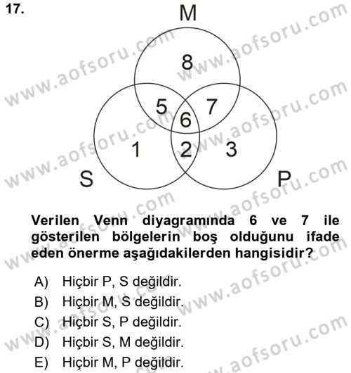 Klasik Mantık Dersi 2017 - 2018 Yılı (Final) Dönem Sonu Sınav Soruları 17. Soru