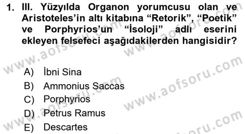Klasik Mantık Dersi 2018 - 2019 Yılı (Final) Dönem Sonu Sınav Soruları 1. Soru