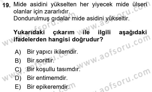 Klasik Mantık Dersi 2018 - 2019 Yılı (Final) Dönem Sonu Sınav Soruları 19. Soru