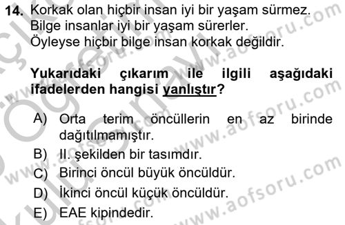 Klasik Mantık Dersi 2018 - 2019 Yılı Yaz Okulu Sınav Soruları 14. Soru