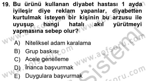 Klasik Mantık Dersi 2018 - 2019 Yılı Yaz Okulu Sınav Soruları 19. Soru