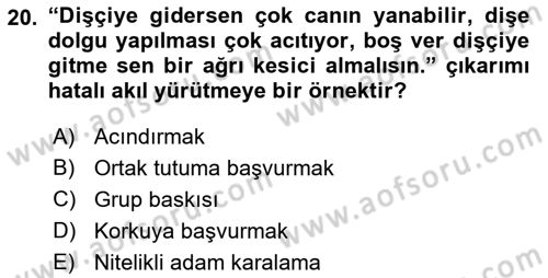 Klasik Mantık Dersi 2018 - 2019 Yılı Yaz Okulu Sınav Soruları 20. Soru